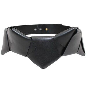 $750 Salvatore Ferragamo BLACK BRAIDED CALF Leather Belt Size 80,85,90
